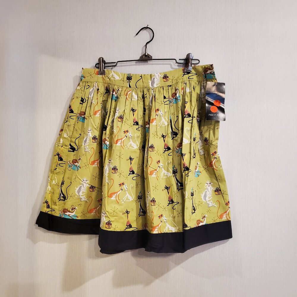 Sharon Endick Retro Novelty Cat Pleated Skirt Size 12